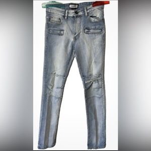 White Tag Premium Denim Light Wash Distressed Men’s Jeans Y2K Vintage